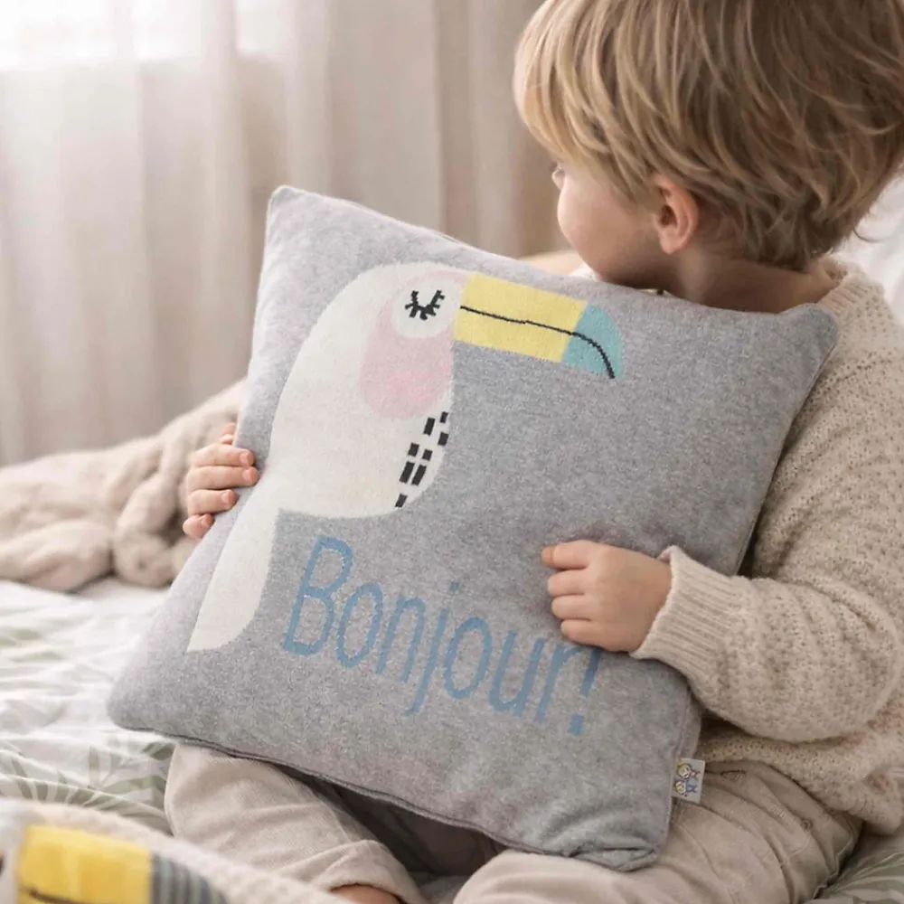 Sevira Kids Taie de coussin en tricot de coton TOUCAN* Taie D'Oreiller