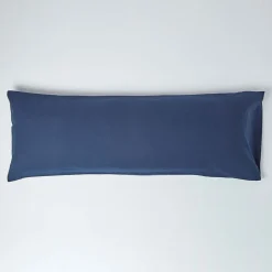 Taie de traversin bleu marine en lin lavé, 50x140 cm ->Homescapes Outlet