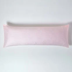 Homescapes Taie de traversin rose satin rayé en coton égyptien 330 fils, 50x140 cm -* Taie D'Oreiller