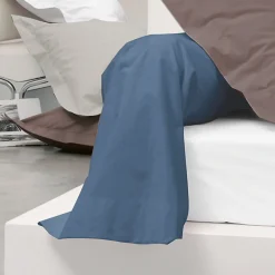 Taie de traversin uni 140x43 cm coton ALTO bleu Jean><noscript><img data-lazyloaded=