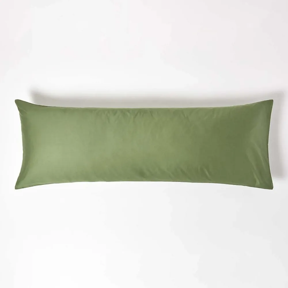 Homescapes Taie de traversin vert mousse en coton égyptien bio 400 fils, 50x140 cm -* Taie D'Oreiller