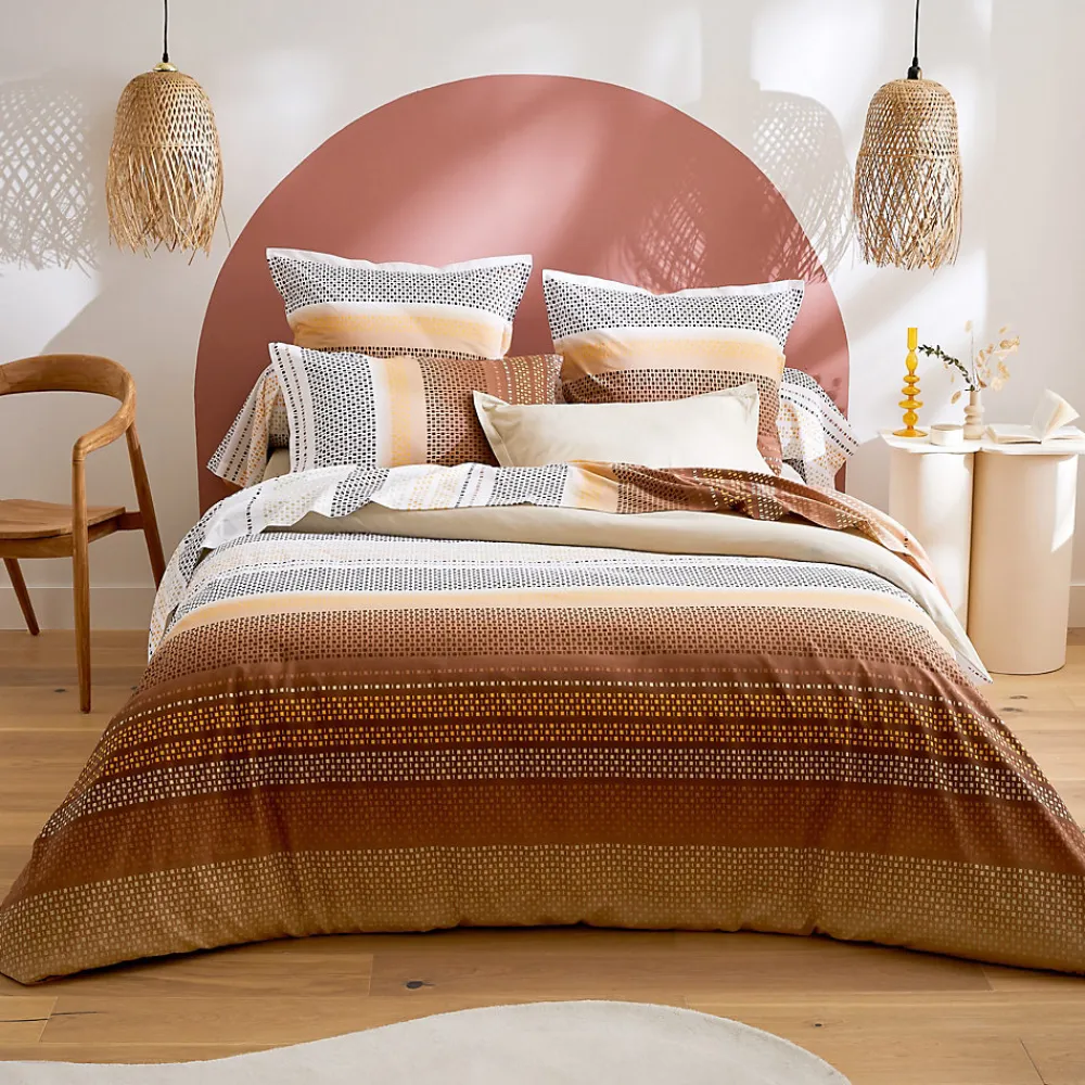 Taie de traversin 86X200 cm coton NIAGARA marron Châtaigne>Linnea Hot