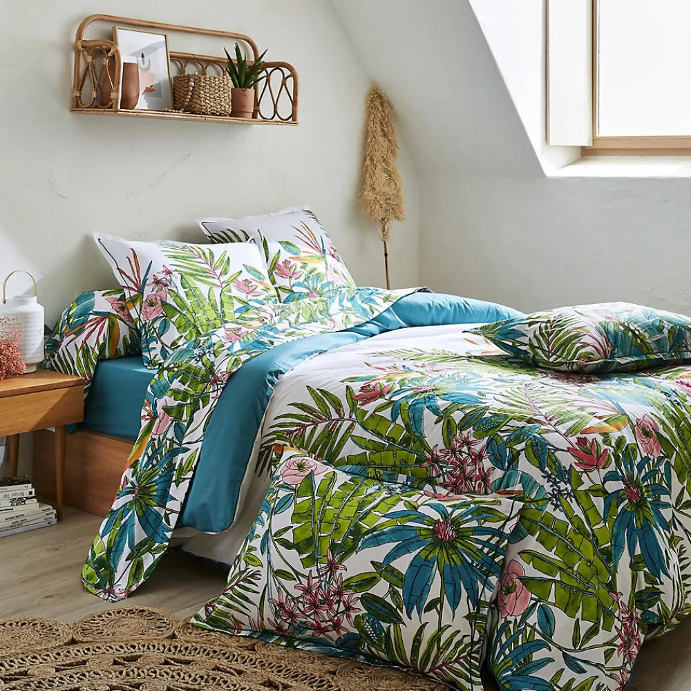 Taie de traversin 240x43 cm coton SUMATRA bleu Paon>Linnea