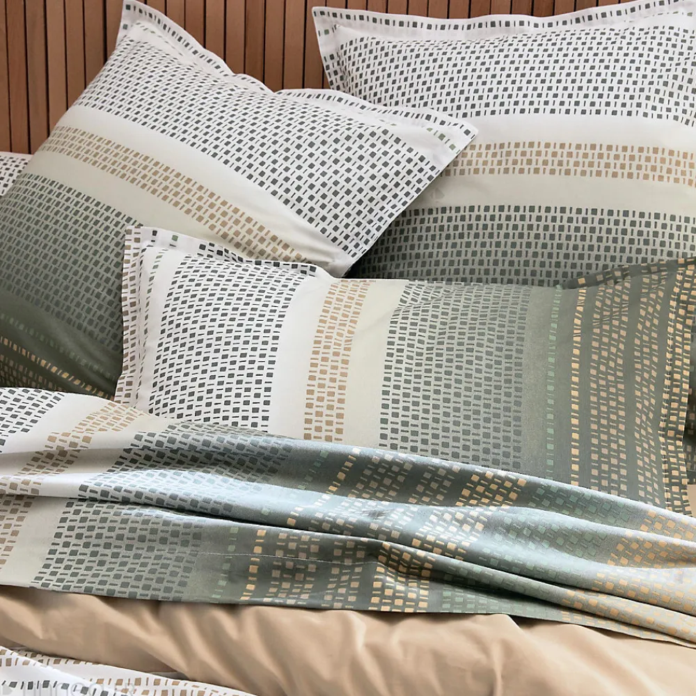 Taie de traversin 200x43 cm coton NIAGARA vert Kaki>Linnea Online