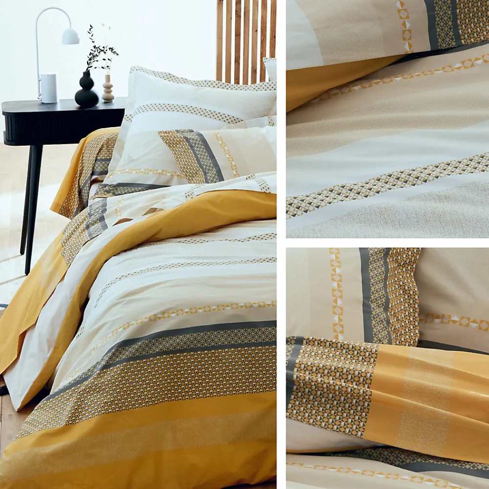 Taie de traversin 200x43 cm percale coton MARLOW Miel>Linnea Online
