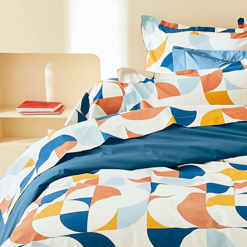 Taie de traversin 200x43 cm percale de coton MODULO bleu cobalt>Linnea Sale