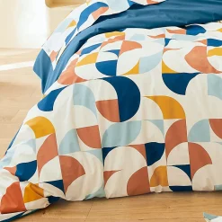 Taie de traversin 200x43 cm percale de coton MODULO bleu cobalt><noscript><img width=