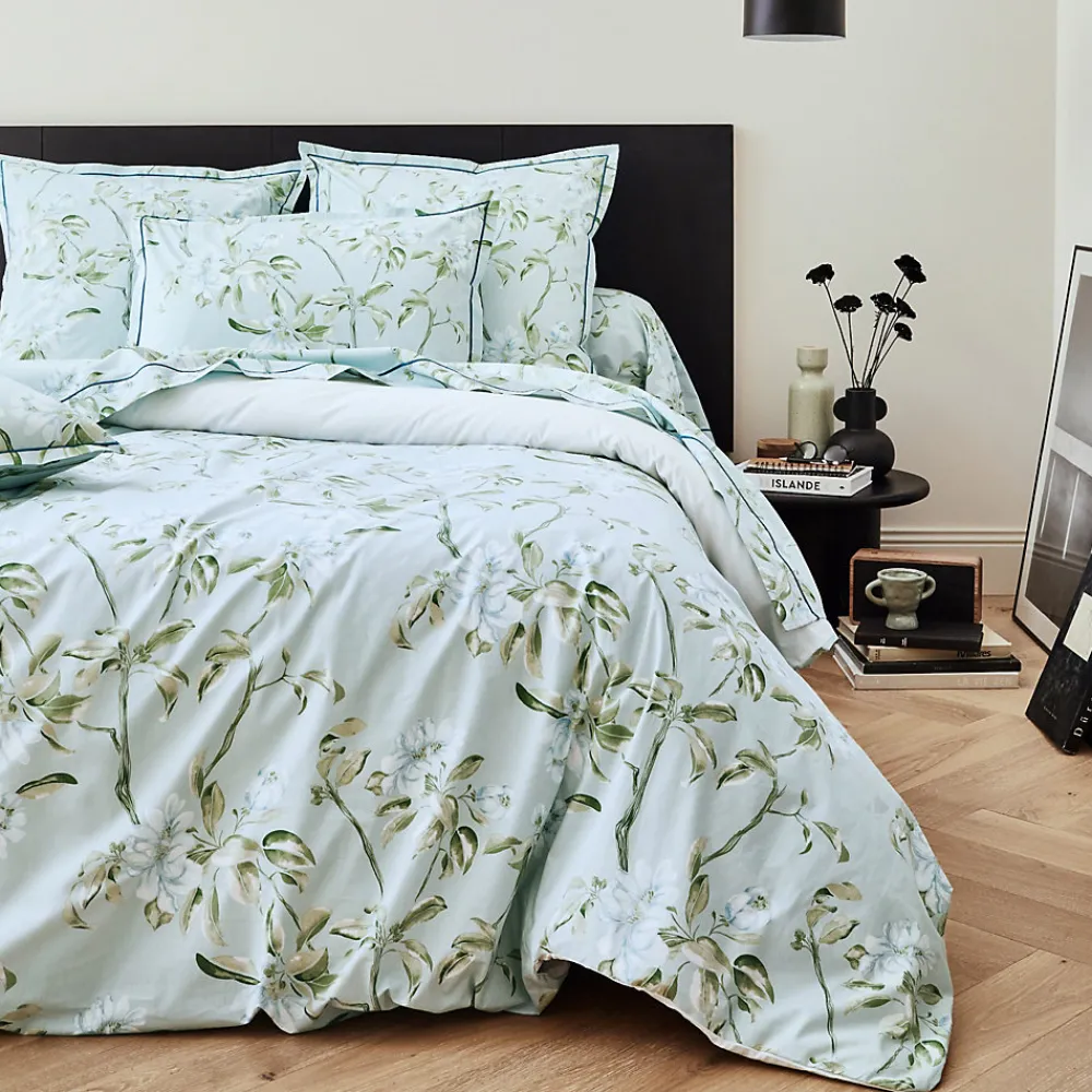 Taie de traversin 200x43 cm percale coton ELÉNA vert Nil>Linnea Best