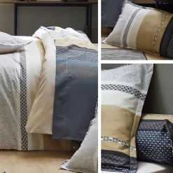 Taie de traversin 140x43 cm percale coton MARLOW acier><noscript><img width=