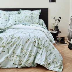 Taie de traversin 140x43 cm percale coton ELÉNA vert Nil>Linnea Discount