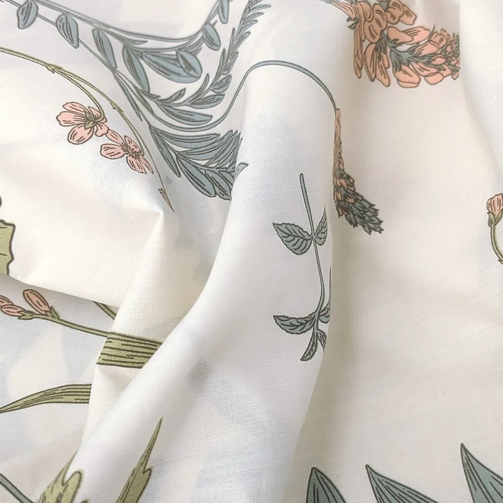 Taie de traversin 140x43 cm percale 100 % coton FÉÉRIE Blanc sauge>Linnea New