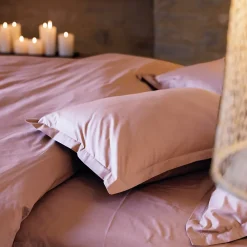 Linnea Taie de traversin 43x190 cm percale de coton MANOIR rose Rose* Taie D'Oreiller