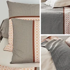 Taie de traversin 240x43 cm percale coton longues fibres GABIN marron><noscript><img width=