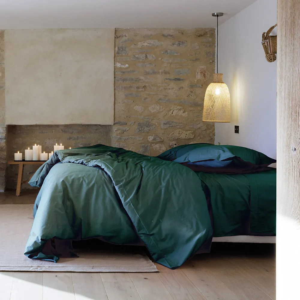 Taie de traversin 43x190 cm percale de coton MANOIR vert Canard>Linnea Online