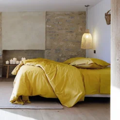 Linnea Taie de traversin 43x190 cm percale de coton MANOIR jaune Moutarde* Taie D'Oreiller