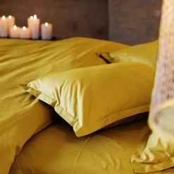 Linnea Taie de traversin 43x190 cm percale de coton MANOIR jaune Moutarde* Taie D'Oreiller