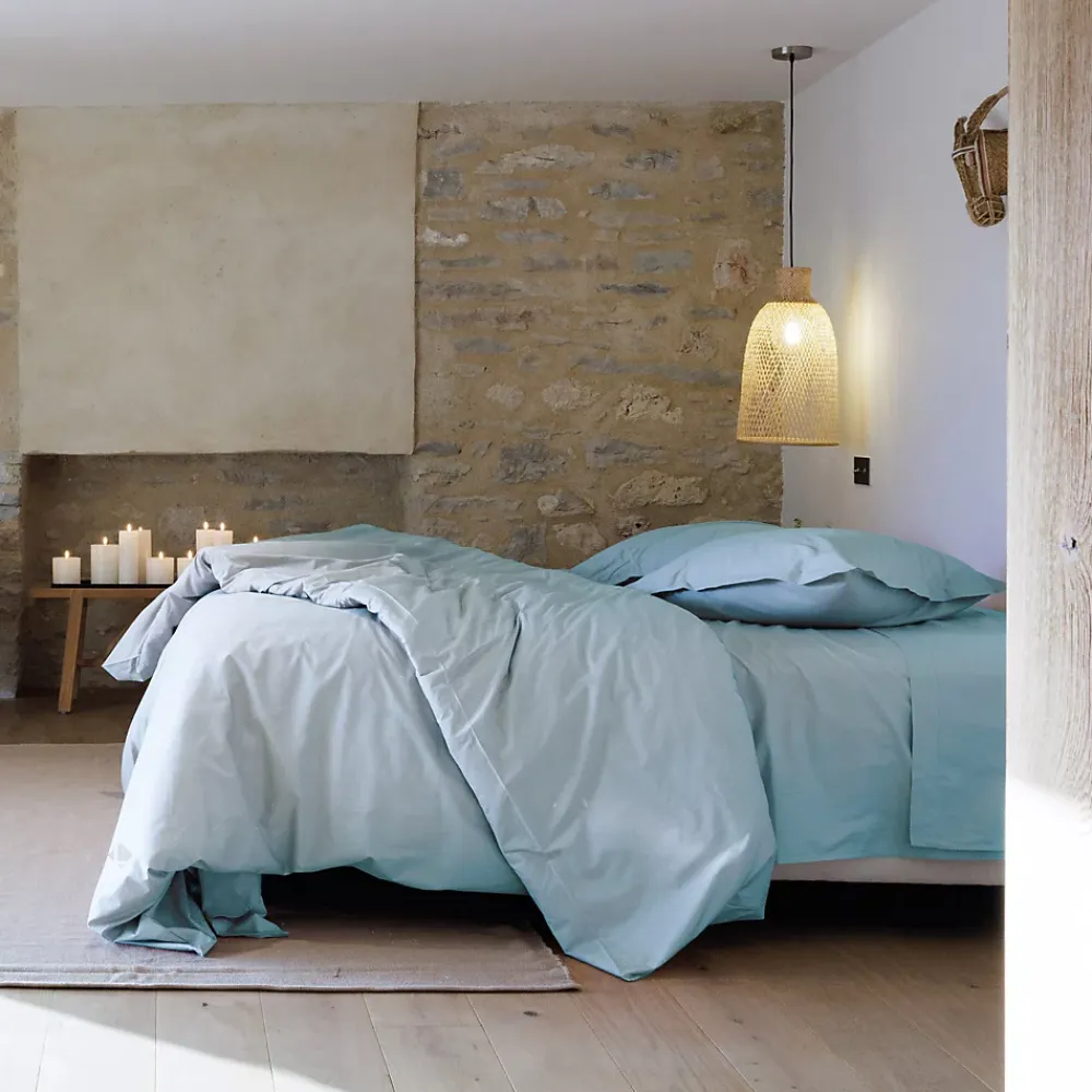 Linnea Taie de traversin 43x190 cm percale de coton MANOIR bleu Glacier* Taie D'Oreiller