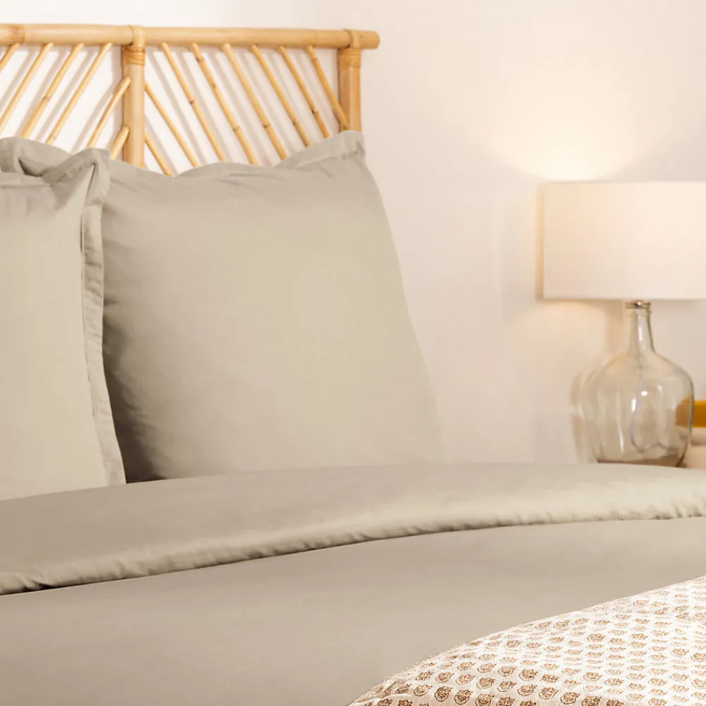 Taie d'oreiller - coton - beige lin - 63x63 cm - Atmosphera>Atmosphera Créateur D'Intérieur Online