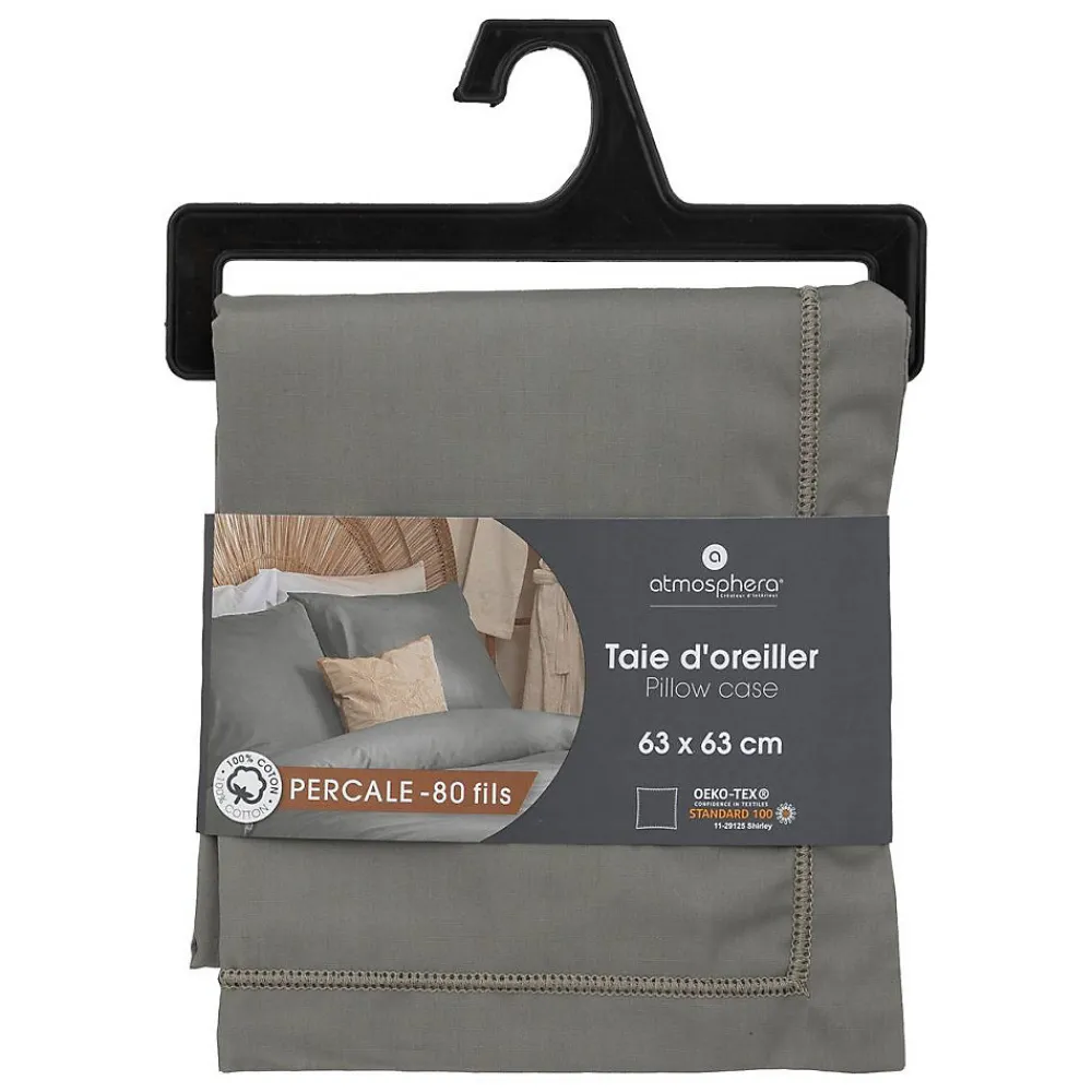 Atmosphera Créateur D'Intérieur Taie d'oreiller - coton - gris - 63x63 cm - Atmosphera* Boutis, Couvre-Lit, Édredon