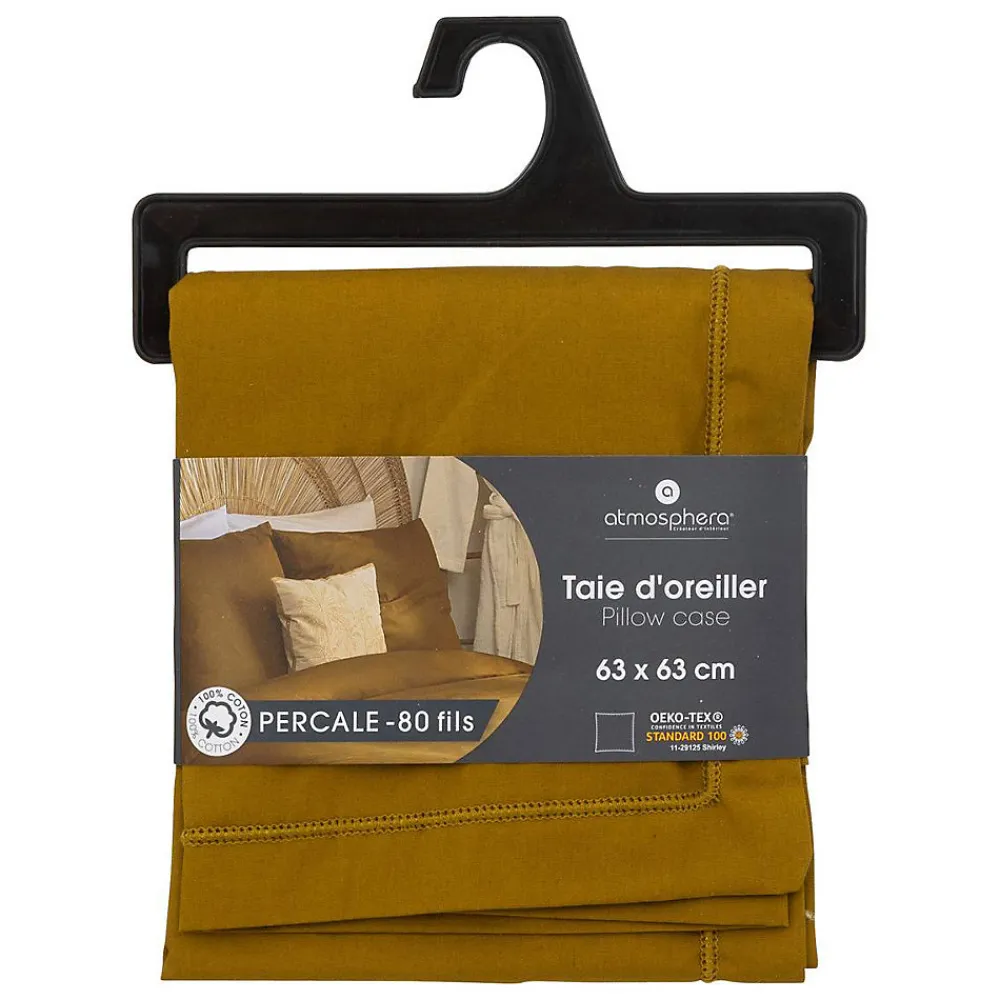 Taie d'oreiller - coton - mordoré - 63x63 cm - Atmosphera>Atmosphera Créateur D'Intérieur Sale