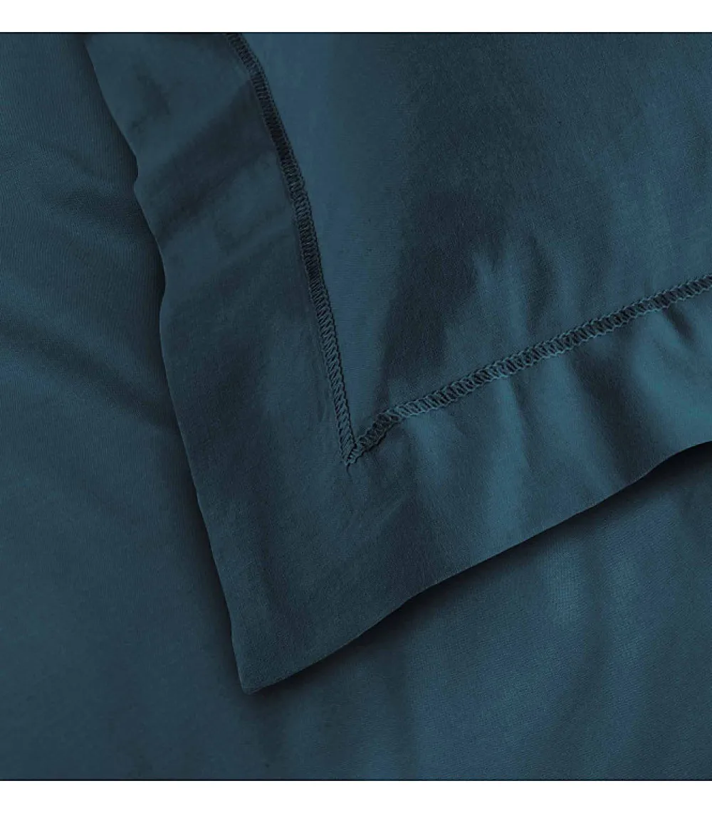 Taie d'oreiller 57 fils bleu nuit 63x63cm - 63x63cm - Bleu pétrole>Douceur D'Intérieur Sale