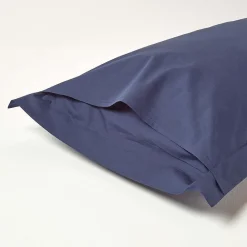 Taie d'oreiller à volants bleu marine 100% coton égyptien 200 fils, 50x75 cm -><noscript><img width=