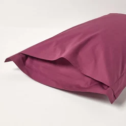 Taie d'oreiller à  volants bordeaux 100% coton égyptien 200 fils, 50x75 cm -><noscript><img width=