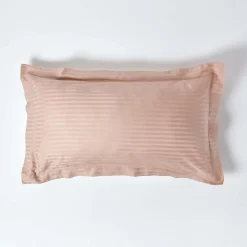 Taie d'oreiller à  volants taupe satin rayé en coton égyptien 330 fils, 50x90 cm ->Homescapes Best