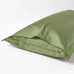 Taie d'oreiller à volants vert mousse en coton égyptien bio 400 fils, 50x75 cm -><noscript><img width=