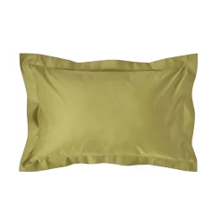 Homescapes Taie d'oreiller à  volants vert olive en satin de coton égyptien 1000 fils, 50x75 cm -* Taie D'Oreiller