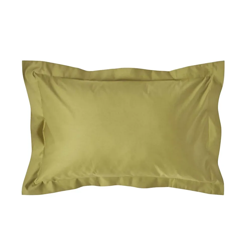 Homescapes Taie d'oreiller à volants vert olive en satin de coton égyptien 1000 fils, 50x75 cm -* Taie D'Oreiller