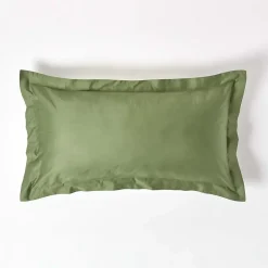 Homescapes Taie d'oreiller à  volants vert mousse en coton égyptien bio 400 fils, 50x90 cm -* Taie D'Oreiller