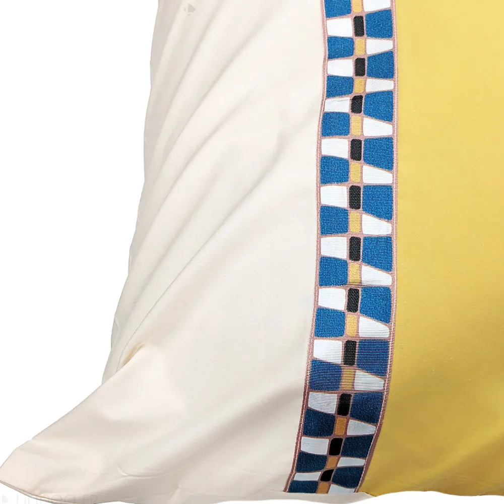 Taie d'oreiller bicolore 65x65 cm percale coton ROMY Ambre>Linnea Discount