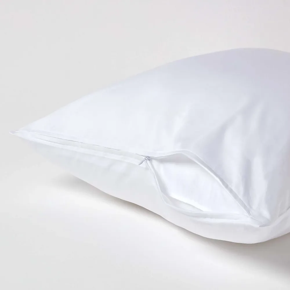 Homescapes Taie d'oreiller blanc en coton égyptien bio 400 fils, 60x60 cm -* Taie D'Oreiller