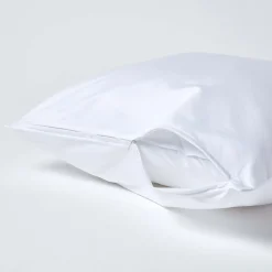 Taie d'oreiller blanc en satin de coton égyptien 1000 fils, 80x80 cm -><noscript><img width=