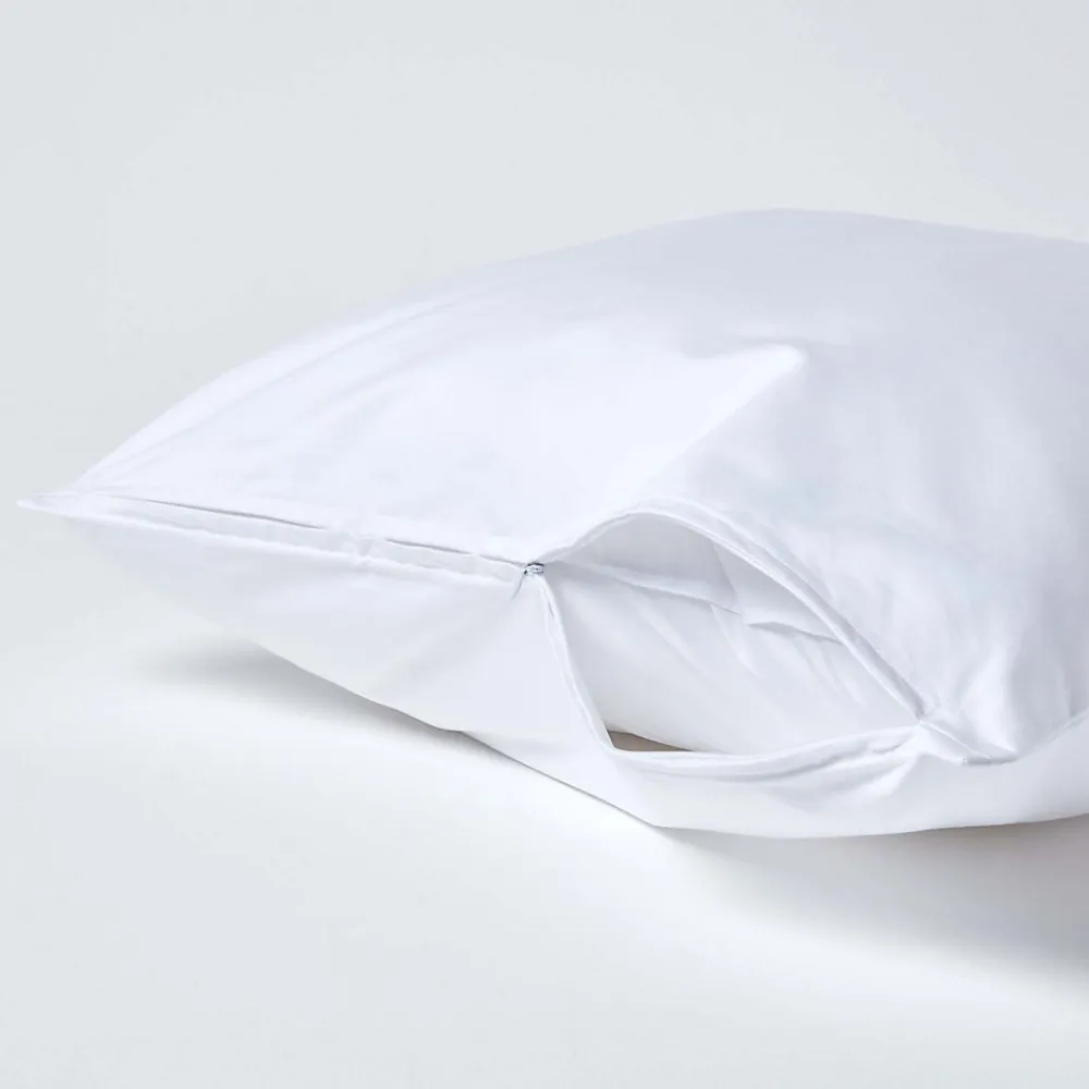 Taie d'oreiller blanc en satin de coton égyptien 1000 fils, 80x80 cm ->Homescapes Discount