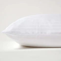Taie d'oreiller blanc satin rayé en coton égyptien 330 fils, 50x75 cm ->Homescapes Outlet