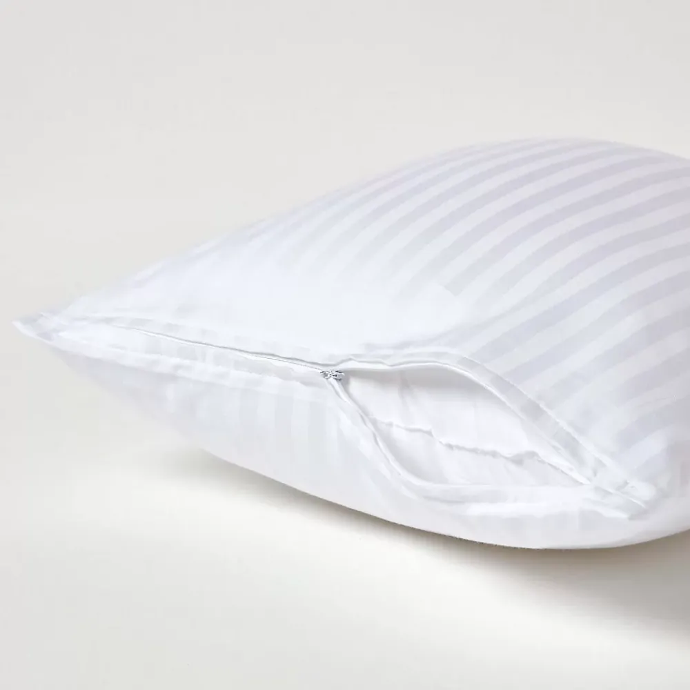 Homescapes Taie d'oreiller blanc satin rayé en coton égyptien 330 fils, 40x40 cm -* Taie D'Oreiller