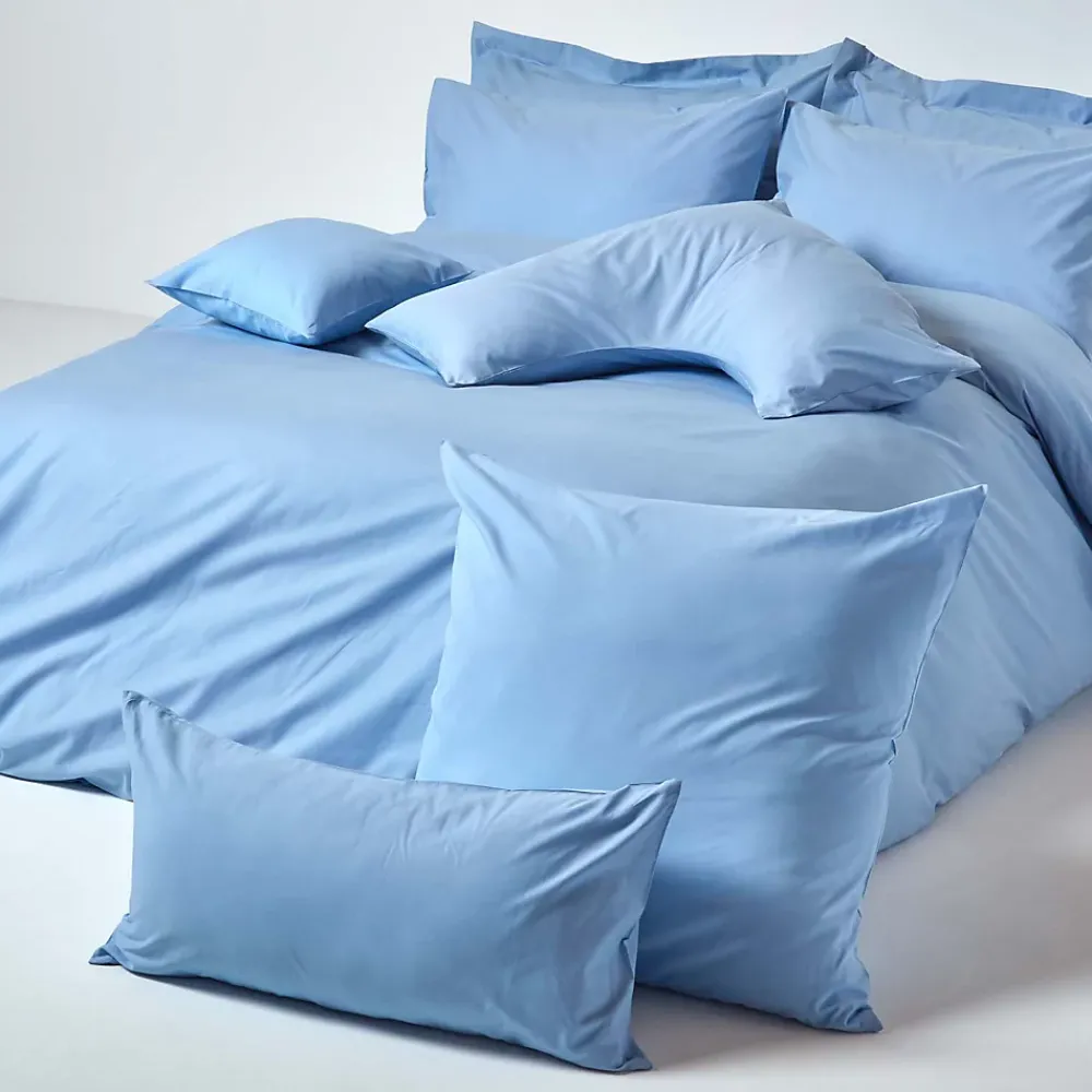 Homescapes Taie d'oreiller bleu 100% coton égyptien 200 fils, 50x75 cm -* Taie D'Oreiller