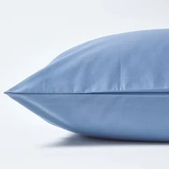 Homescapes Taie d'oreiller bleu en satin de coton égyptien 1000 fils, 50x75 cm -* Taie D'Oreiller