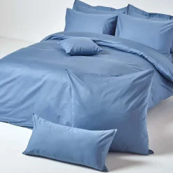 Homescapes Taie d'oreiller bleu en satin de coton égyptien 1000 fils, 50x75 cm -* Taie D'Oreiller