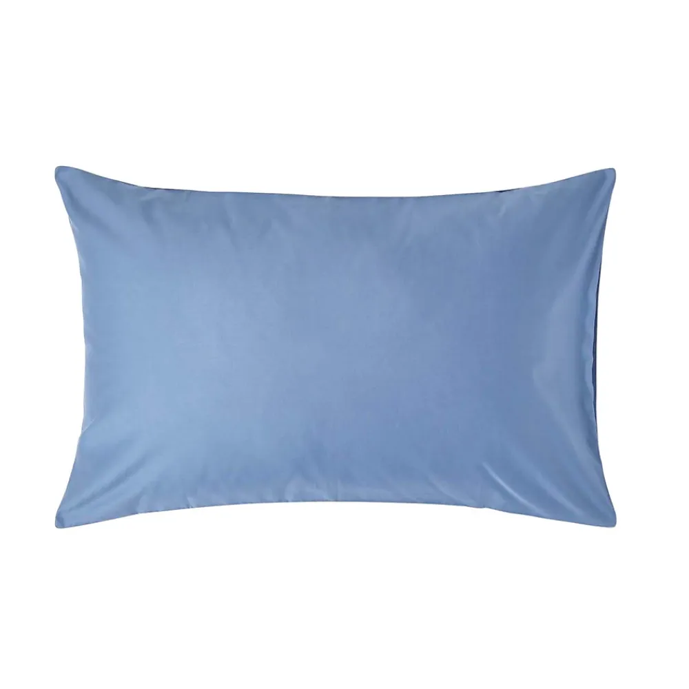 Homescapes Taie d'oreiller bleu en satin de coton égyptien 1000 fils, 50x75 cm -* Taie D'Oreiller