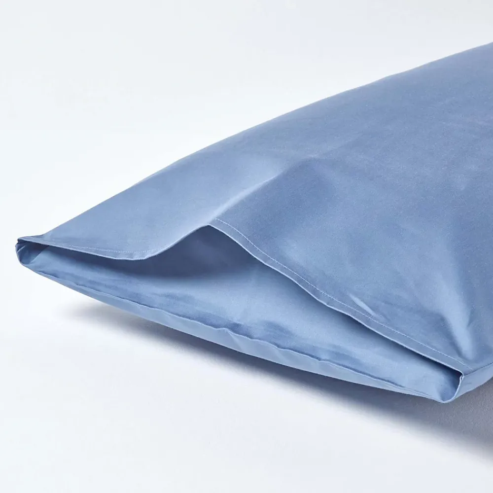 Homescapes Taie d'oreiller bleu en satin de coton égyptien 1000 fils, 50x75 cm -* Taie D'Oreiller