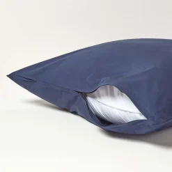 Taie d'oreiller bleu marine 100% coton égyptien 200 fils, 60x60 cm -><noscript><img width=