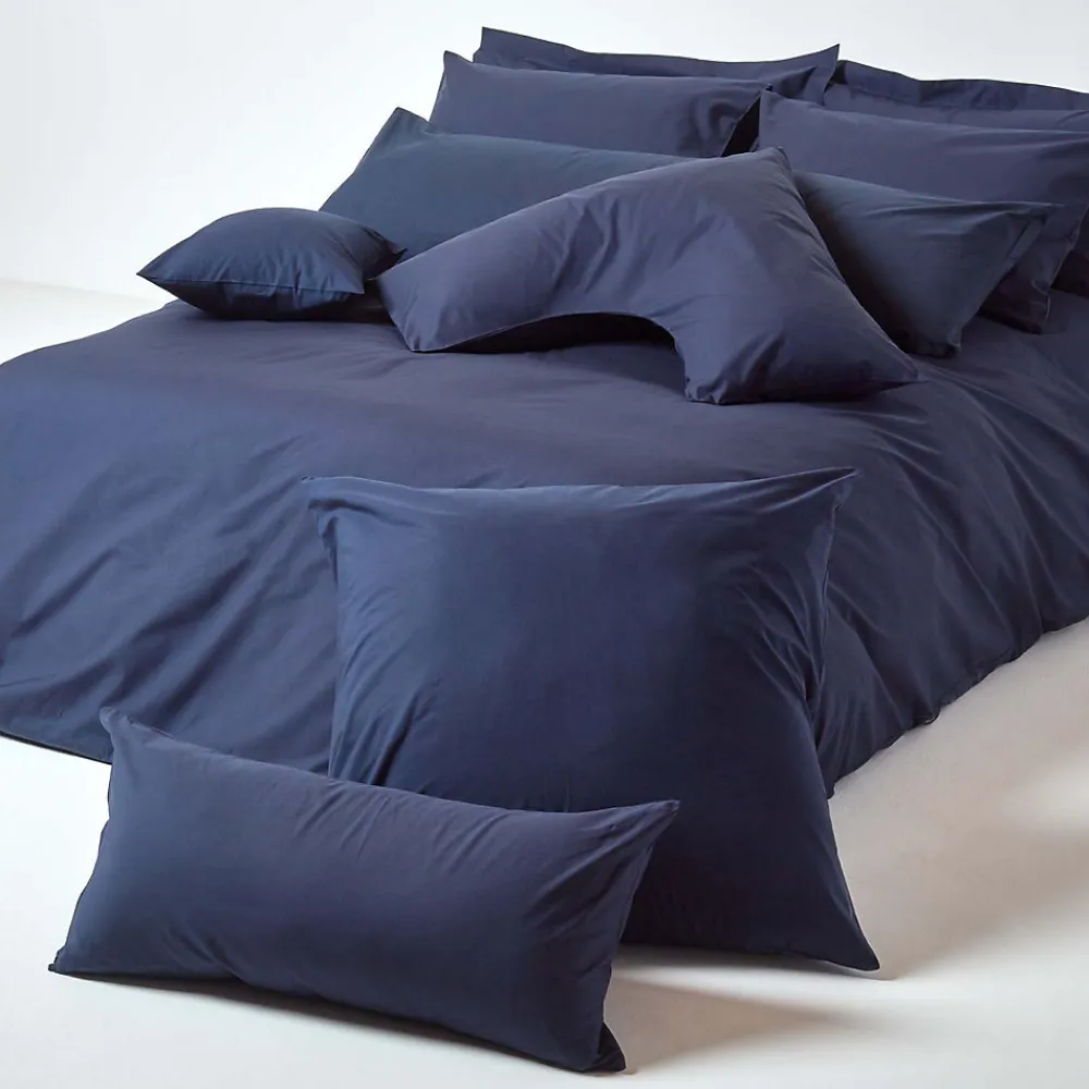 Taie d'oreiller bleu marine 100% coton égyptien 200 fils, 60x60 cm ->Homescapes Sale