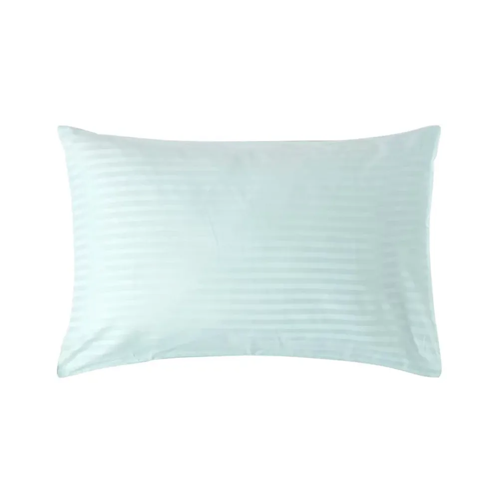 Homescapes Taie d'oreiller bleu satin rayé en coton égyptien 330 fils, 50x75 cm -* Taie D'Oreiller