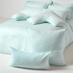 Homescapes Taie d'oreiller bleu satin rayé en coton égyptien 330 fils, 50x75 cm -* Taie D'Oreiller