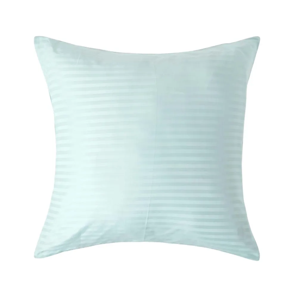 Homescapes Taie d'oreiller bleu satin rayé en coton égyptien 330 fils, 60x60 cm -* Taie D'Oreiller