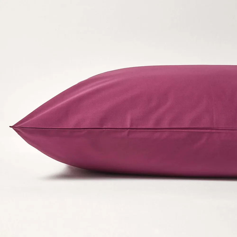 Homescapes Taie d'oreiller bordeaux 100% coton égyptien 200 fils, 60x60 cm -* Taie D'Oreiller