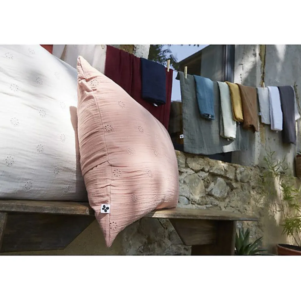 L'Effet Papillon Taie d'oreiller Brodée Déco "Gaïa Boho" 60 x 60 cm & 50 x 70 cm "Gaze de Coton" - Gaïa Boho Guimauve - 60 x 60 cm* Taie D'Oreiller